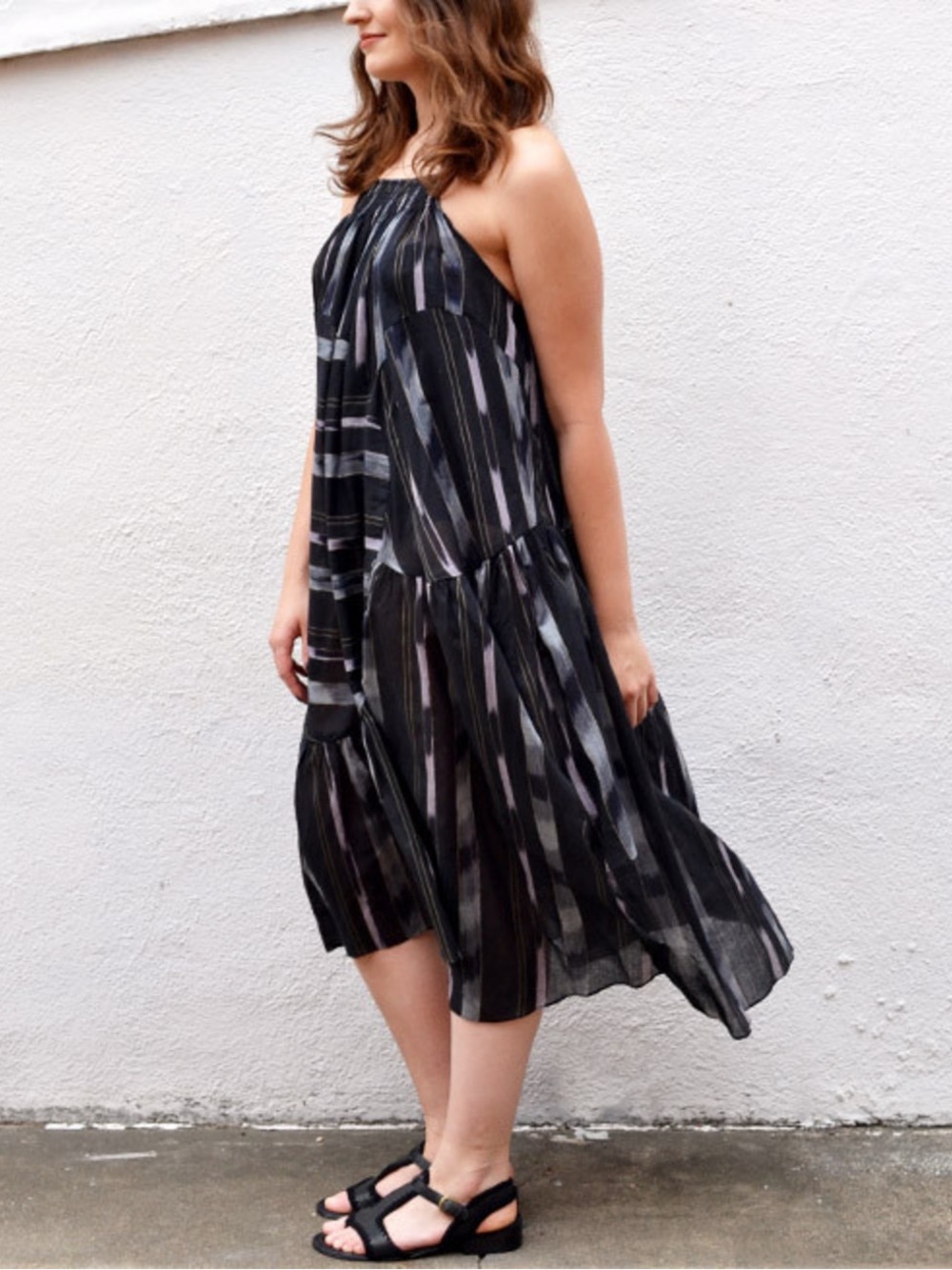 Rachel Comey Black and White Asymmetrical Gauze Midi Dress sz 0